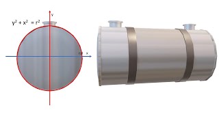 Cálculo Volume Tanque Cilindrico na Horizontal Deitado com Geogebra Eixo y [upl. by Darnoc]