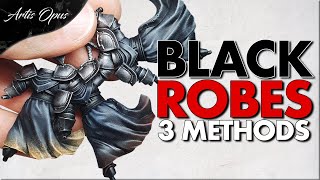 How to Paint Black Cloth amp Leather  3 Methods in 3 steps Contrast  Drybrush [upl. by Sofia237]