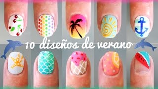 10 DISEÑOS DE UÑAS DECORADAS FÁCIL Y RÁPIDO PARA EL VERANO [upl. by Maryrose788]