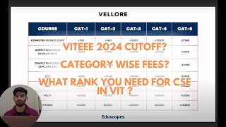 VITEEE 2024 CUTOFF  Ranks to secure an admission in VIT VelloreChennaiBhopal  Category Wise Fees [upl. by Atiseret]