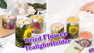 HOW TO MAKE Tealight Holders with Dried Flowers resin tutorials to make candle holders [upl. by Mile]