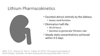 Psychopharmacology  Lithium Pharmacokinetics [upl. by Sugna]