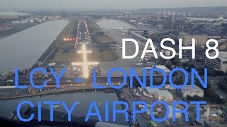 Dash8 Q400 Panoramic approach over London city  EGLC  LCY cockpit [upl. by Biegel]