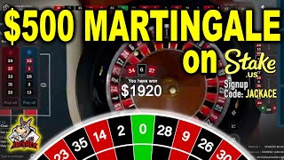 WIN 500 with MARTINGALE on Stake roulette [upl. by Ettennat920]