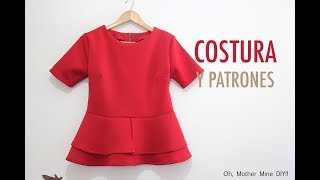 DIY Costura blusa peplum para mujer patrones gratis [upl. by Sira]