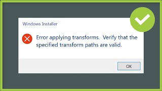 Windows Installer  Error Applying Transforms  Verify That The Specified Transform Path Are Valid [upl. by Aleuqahs]