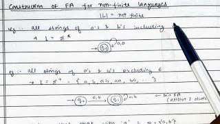 TOC 3  FINITE AUTOMATA  FA FOR NON FINITE LANGUAGES  EXAMPLES  GATE NOTES [upl. by Kceb]