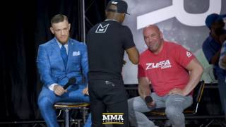 Floyd Mayweather Makes Bet With Conor McGregor During Speech  MMA Fighting [upl. by Hernardo]