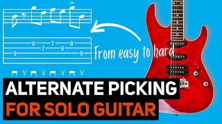 Solo Guitar Alternate Picking From Easy to Difficult  GuitarSoloSchool [upl. by Lobell]