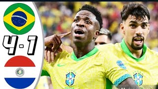 Brazil vs Paraguay 41 All Goals amp Highlights  Copa America 2024 [upl. by Mmada]