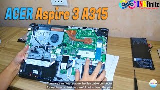 Acer Aspire 3 A315 53G Laptop Disassembly and Keyboard Replacement  INKfinite [upl. by Ocirnor]