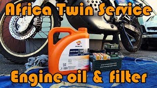 Africa Twin 750 Service  Engine oil amp filter change [upl. by Ahkihs]