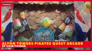 2p Coin Pusher Super Sonic Winning Burger amp Fries Prizes at Pirates Quest Arcade Alton Towers [upl. by Hahnert]