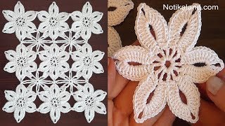 Crochet flower tutorial How to join motifs [upl. by Nisay915]