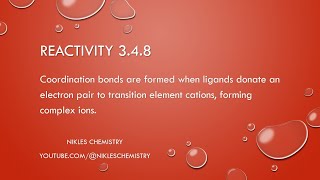 IB Chemistry HL Only  Reactivity 348  Complex Ions and Coordinate Bonds [upl. by Innad56]