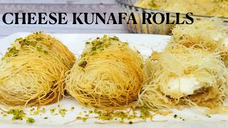 Cheese Kunafa Rolls  Traditional Middle Eastern Arabic Dessert Recipe Kanafeh Roll  Mirch Ka Mazah [upl. by Elleinod]