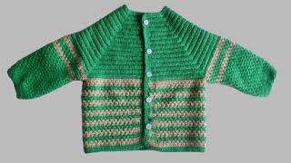 easy crochet cardigan  crochet cardigan for 2years baby tutorial for beginners in Telugu [upl. by Igig]