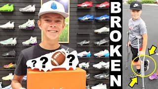 NEW FOOTBALL CLEATS SHOPPING and BROKEN ANKLE at TRAMPOLINE PARK 🏈 [upl. by Nit]