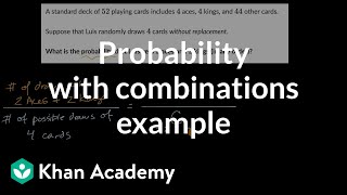 Probability with combinations example choosing cards  Probability amp combinatorics [upl. by Phoebe]