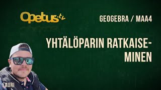 Yhtälöparin ratkaiseminen GeoGebra CAS [upl. by Holna]