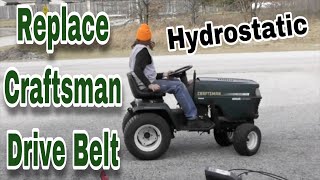 How To Replace The Drive Belt On A Craftsman Garden Tractor Hydro Drive [upl. by Eyahsal]