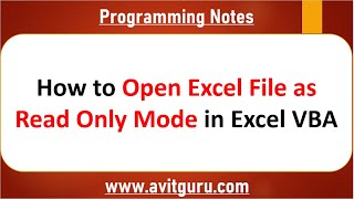 How to Open Excel File as Read Only Mode in Excel VBA [upl. by Raddi786]