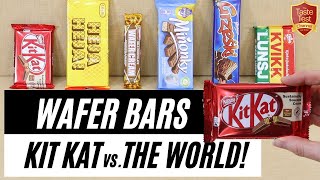 CHOCOLATE WAFER BAR TASTE TEST COMPARISON  Kit Kat Global Challenge  Can any bar beat a KitKat [upl. by Coyle580]