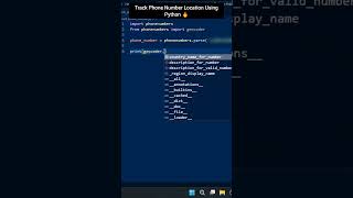 Track Phone Number Location Using Python 🤩 pythontricks codingtips programming [upl. by Leugim169]