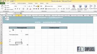 Combinaciones y Permutaciones en Excel  Simplexcel [upl. by Appledorf]