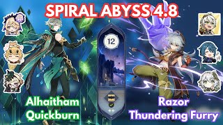 Spiral Abyss 48  Alhaitham Quickburn  Razor Thundering Furry  Genshin Impact [upl. by Latisha]