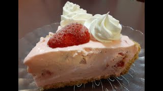 How To Make Homemade No Bake Strawberry Cream Cheese Pie  Great Sweetheart Valentines Day Special [upl. by Immat]