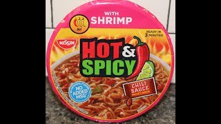 Nissin Hot amp Spicy Ramen Noodle Soup with Shrimp Review [upl. by Dnomad50]