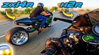 I WAS NOT EXPECTING THAT 🤯😱 4TH H2R OF PAKISTAN  360 FAT TYRE KIT ZX14R  ZS MOTOVLOGS [upl. by Aznofla]