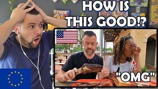 European Reacts to Brits Try Terry Blacks BBQ For The First Time In Texas [upl. by Llenrahc]