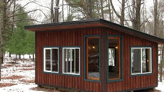 building a cozy off grid cabin in the woods start to finish [upl. by Myranda287]