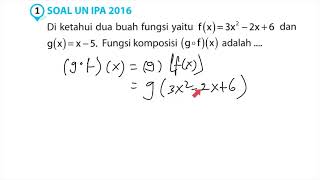 Diketahui dua fungsi yaitu fx3x2x6 dan gx x5 fungsi komposisi gofx adalah [upl. by Haymo]