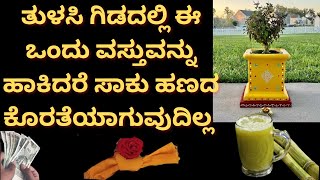 ತುಳಸಿ ಗಿಡದಲ್ಲಿ ಈ ಒಂದು ವಸ್ತುವನ್ನು ಹಾಕಿದರೆ ಸಾಕು ಹಣದ ಕೊರತೆ ಉಂಟಾಗುವುದಿಲ್ಲ [upl. by Gwenette]