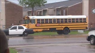 Caught on camera Drivers illegally passing stopped Klein ISD school bus [upl. by Airekahs]