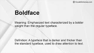 Boldface Meaning [upl. by Seabrook523]