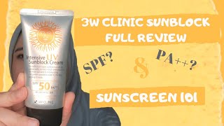 3W Clinic Intensive UV Sunblock Review  Sunscreen 101 [upl. by Sella]