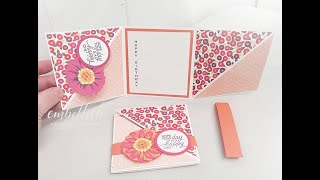 Diagonal Square fancy fun fold card is cute and fast [upl. by Oninrutas]