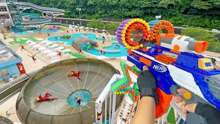 Nerf War  Water Park amp Spa Battle 28 Nerf First Person Shooter [upl. by Dopp637]