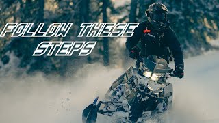 HOW TO TURN A SNOWMOBILE IN DEEP SNOW  ARE YOU SIDEHILLING WRONG [upl. by Eelrefinnej]