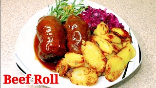 How to make Beef Roll  German Rinder Roulade  Original Beef Roll  recipe  Haruns cooking show [upl. by Akinal496]