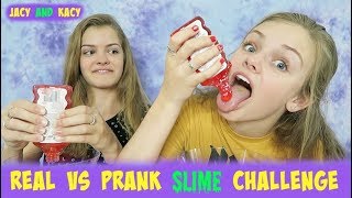 Real vs Prank Slime Challenge  Jacy and Kacy [upl. by Tyrone451]