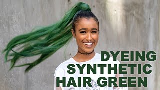 EASY Way To Dye Synthetic Hair  Green Hair Dye Tutorial [upl. by Becca]