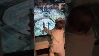 Little child watching kaab from clock Tower shorts ytshorts cute mecca islamicprayer [upl. by Jenette160]