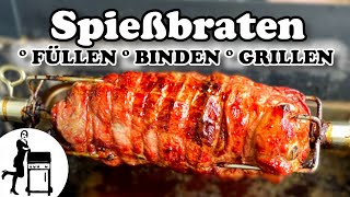 Spießbraten  Schritt für Schritt Anleitung  Die Frau am Grill [upl. by Kori]