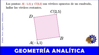 Hallar dos vértices de un cuadrado│Dados dos vértices opuestos [upl. by Grubb]