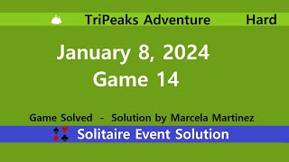 TriPeaks Adventure Game 14  January 8 2024 Event  Hard [upl. by Tram]